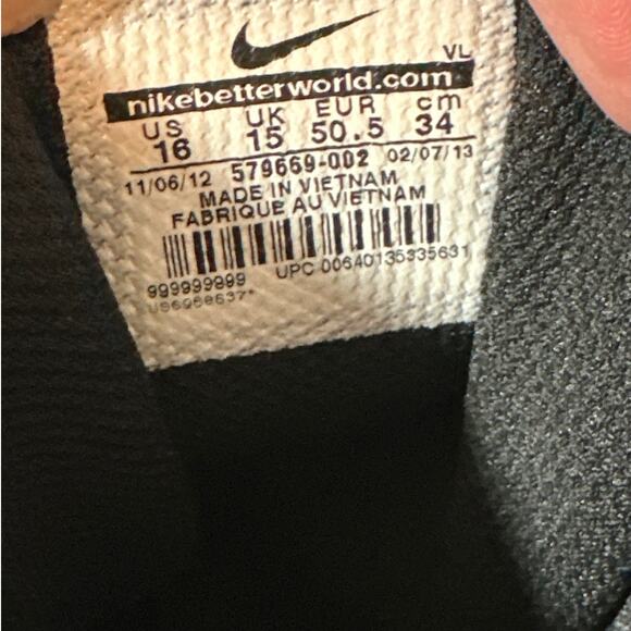 Nike Lunar Code Pro 3/4 Detachable Football Cleats Black Silver 579669-002 Sz 18 - Picture 7 of 9